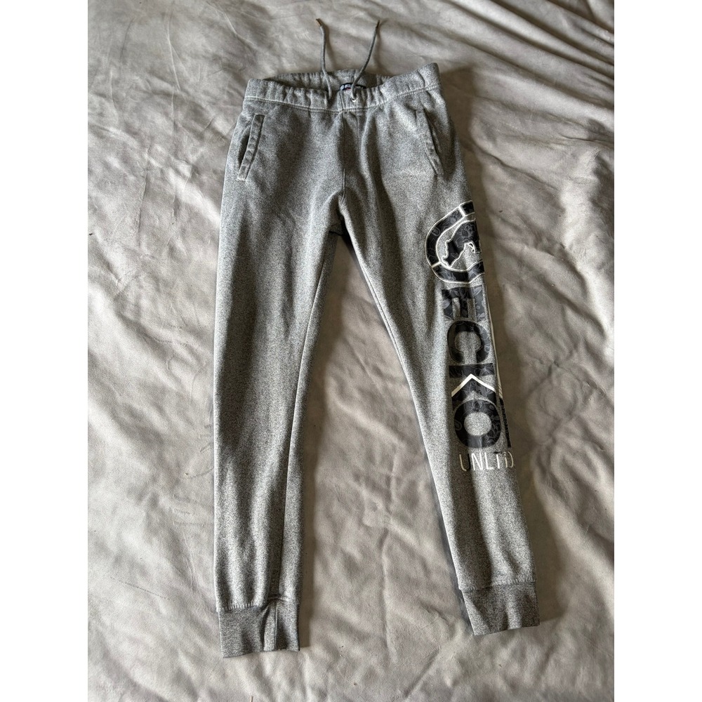 Ecko‎ Unltd Mens Heather Gray Graphic Fleece Jogger Sweatpants Medium